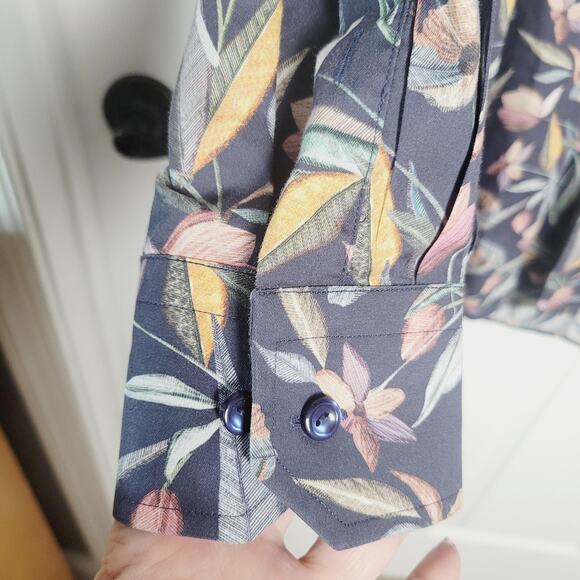 Eton Shirt Mens 16.5 42 Gray Floral Print Long Sleeve Button Front Contemporary - Picture 3 of 8